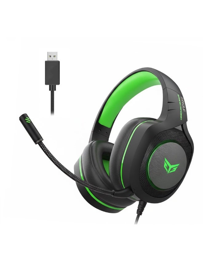 بينجل سماعة ألعاب G20 USB RGB - صوت محيطي افتراضي 7.1 ومكبرات صوت 40 مم مع صوت جهير عميق - وسادات أذن جلدية مسامية - ميكروفون قابل للفصل مع خاصية إلغاء الضوضاء - متوافقة مع أجهزة الكمبيوتر الشخصية و PS4 | أسود - Image 1